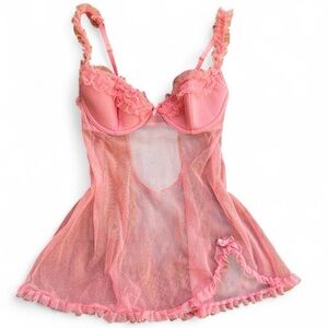 2003 Victoria Secret Pink Mesh Babydoll Lingerie Top